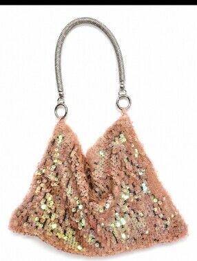 Sequin Pink Assymetrical Evening Shoulder Bag